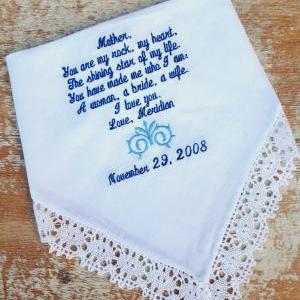 Mother From Bride Wedding Heirloom Handkerchief..