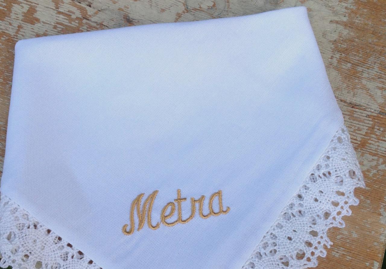Name Heirloom Handkerchief Custom Embroidered Personalized Hankie Gift Embroidery
